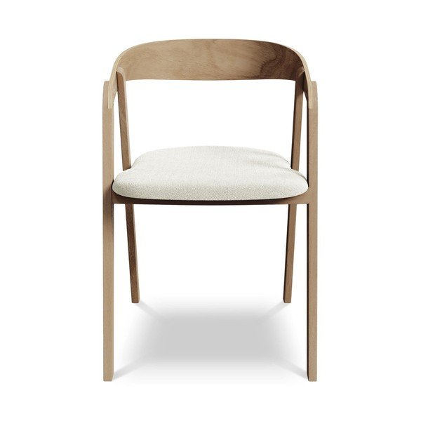 Krémové jídelní křeslo z masivního dřeva Erika – Makamii-image-1