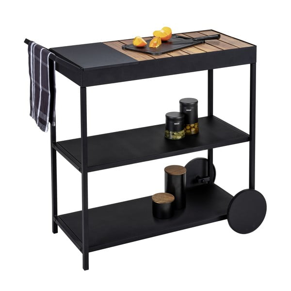 Servírovací stolek na kolečkách s deskou z akácie 40x80 cm Miro – Wenko-image-2