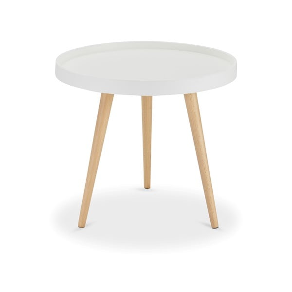Bílý odkládací stolek s nohami z bukového dřeva Furnhouse Opus, Ø 50 cm
