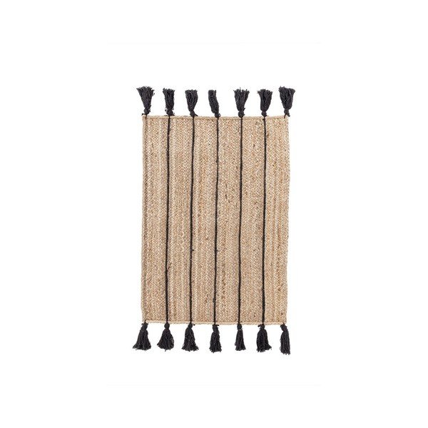 Černý/v přírodní barvě ručně tkaný jutový koberec 60x90 cm Jalaja – Bizzotto