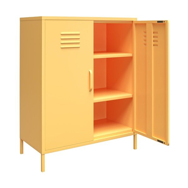 Žlutá kovová skříňka Novogratz Cache, 80 x 102 cm-image-1