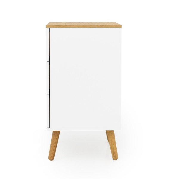 Bílá komoda s nohami z dubového dřeva se 3 zásuvkami Tenzo Dot, šířka 40 cm-image-3