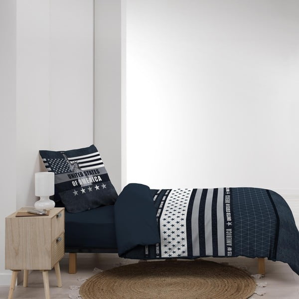Tmavě modré bavlněné povlečení na jednolůžko 140x200 cm States – douceur d'intérieur-image-3
