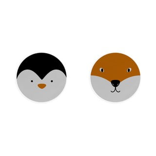 Sada 2 prostírání Madre Selva Fox & Penguin, ⌀ 32 cm