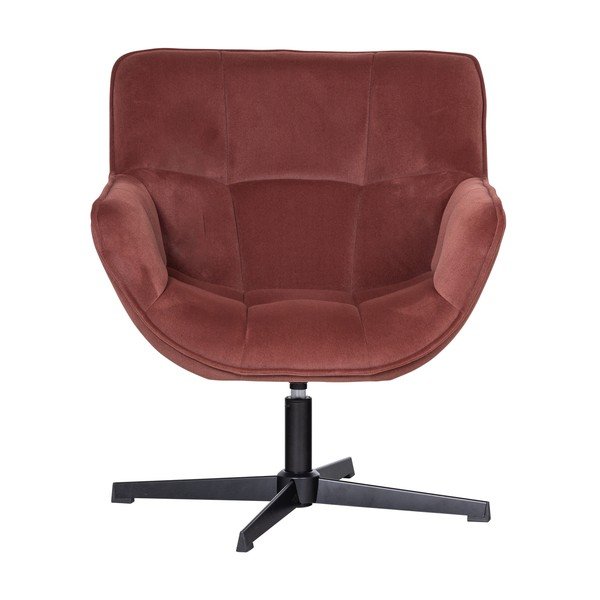 Otočné sametové křeslo v terakotové barvě Wibo – WOOOD-image-2