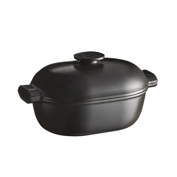 Pepřově černý oválný hrnec s poklicí Emile Henry Delight, 4 l