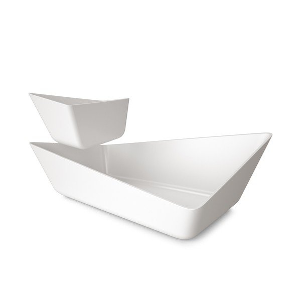 Dvojitá servírovací mísa Chip+Dip Bowl, bílá-image-1