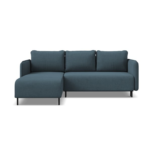 Modrá rozkládací/s úložným prostorem rohová pohovka (levý roh) Luana – Makamii