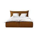 Okrově žlutá čalouněná dvoulůžková postel s úložným prostorem s roštem 180x200 cm Jade – Bobochic Paris