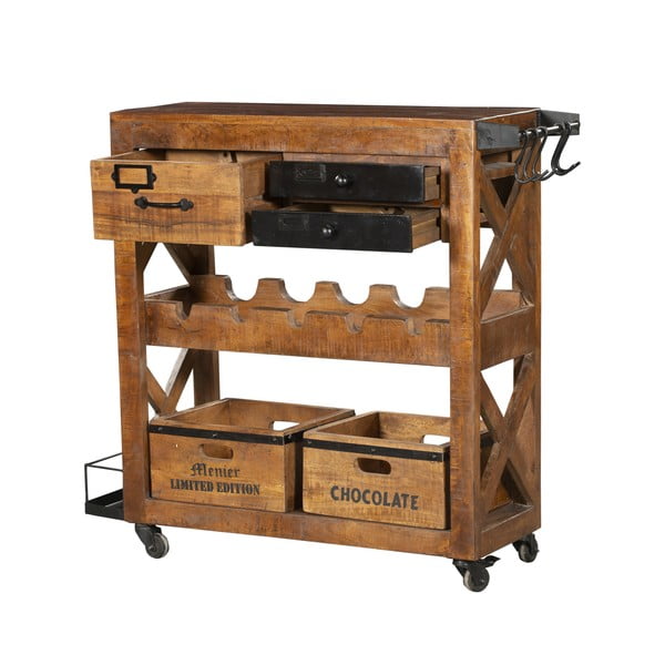 Vinotéka z mangového dřeva v přírodní barvě počet lahví 5, 100x92x30 cm Ravi – Interia Home & Living-image-2