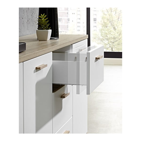 Bílá nízká komoda v dekoru dubu 192x85 cm Oslo - Germania-image-2