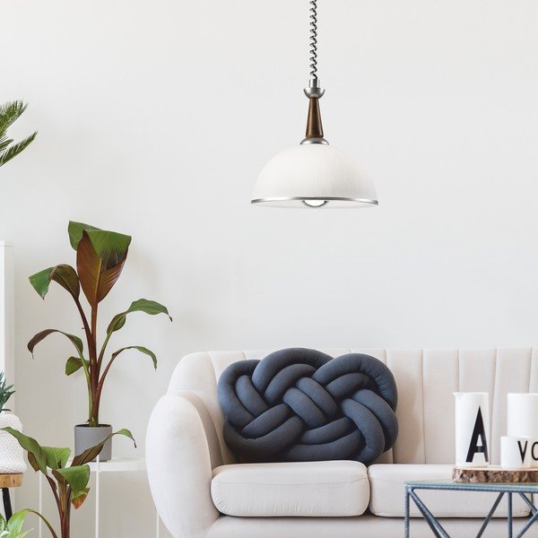 Závěsné svítidlo ve stříbrno-tmavě hnědé barvě se skleněným stínidlem ø 30 cm Ciara – LAMKUR-image-1