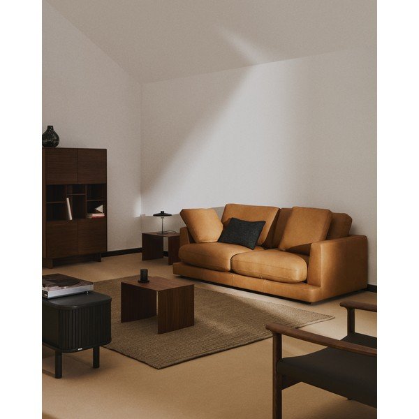 Hnědá kožená pohovka 210 cm Gala – Kave Home-image-1