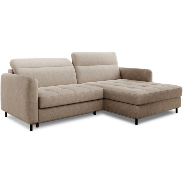 Béžová žinylková rozkládací/s úložným prostorem rohová pohovka (pravý roh/s lenoškou) Gomsi – ELTAP-image-2