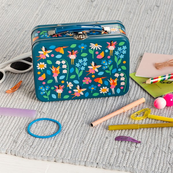 Tmavě modrý kovový dětský kufřík 19x8x17 cm Fairies in the Garden – Rex London-image-1