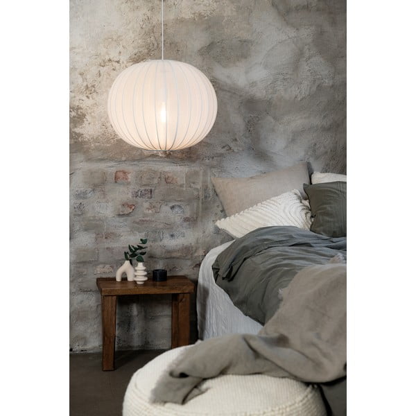 Bílé závěsné svítidlo s textilním stínidlem ø 50 cm Florence – Markslöjd-image-1