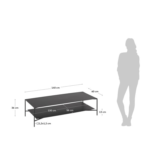 Černý ocelový konferenční stolek 60x140 cm Azisi – Kave Home-image-4