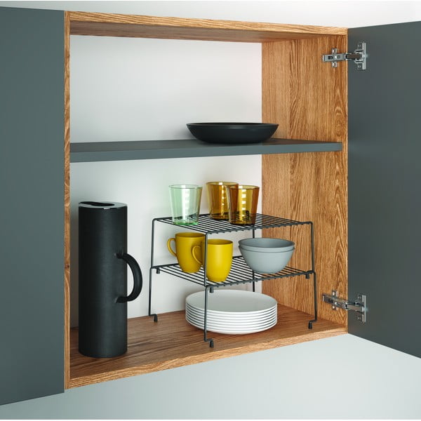 Sada 2 černých přídavných polic do kuchyně Metaltex Brooklyn Lava-image-1