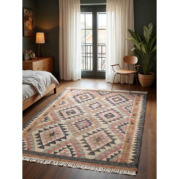 Šedý ručně tkaný jutový koberec 200x300 cm Roya Parsa – Elle Decoration-image-1