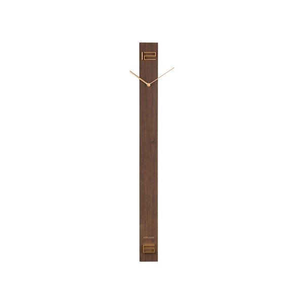 Hnědé dřevěné nástěnné hodiny Karlsson Discreet Long, 7,7 x 90 cm-image-1