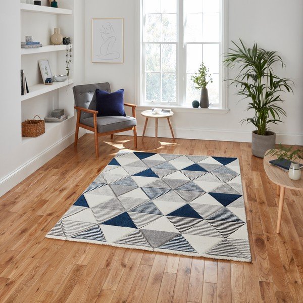 Modro-šedý koberec Think Rugs Brooklyn Geo, 120 x 170 cm-image-1