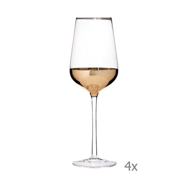 Sada 4 sklenic na víno s detaily ve zlaté barvě Premier Housewares Horizon