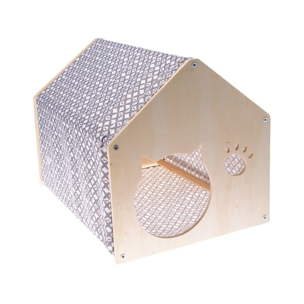 Bavlněná boudička pro kočku v šedo-přírodní barvě 38x51.5 cm – Dakls