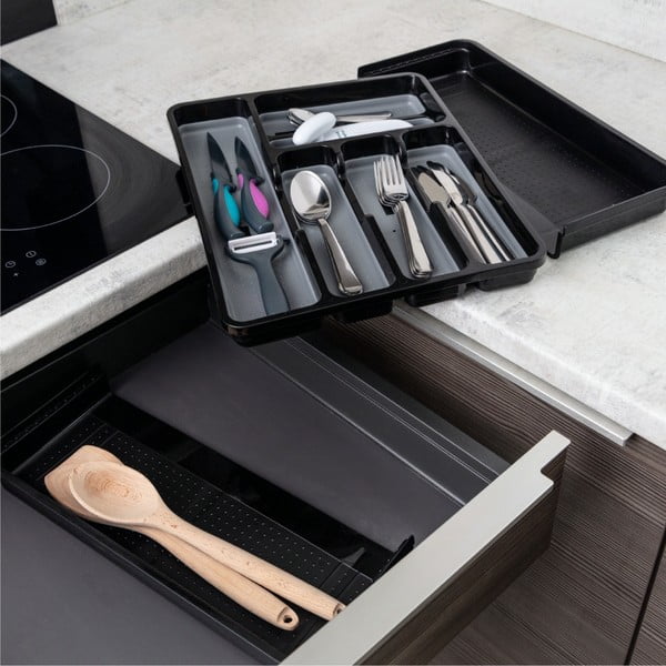 Černošedý rozšířitelný plastový příborník do zásuvky 41.5 x 35 cm - Addis-image-2