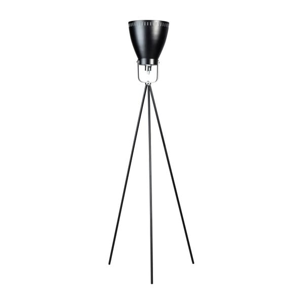 Černá stojací lampa s trojnožkou a stříbrnými detaily ETH Acate Industri