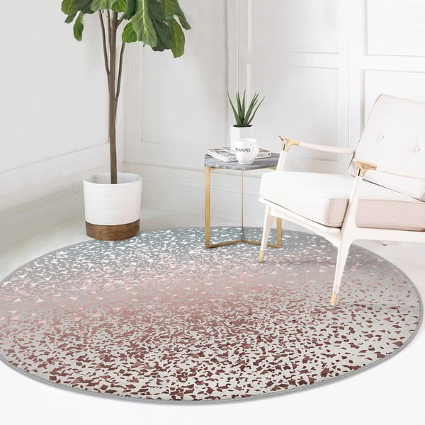 Pratelný kulatý koberec v šedo-měděné barvě vhodný pro robotické vysavače ø 120 cm Comfort – Mila Home-image-4