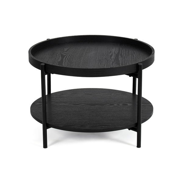 Černý kulatý konferenční stolek v dekoru dubu ø 64 cm Hagen – Bonami Essentials-image-2