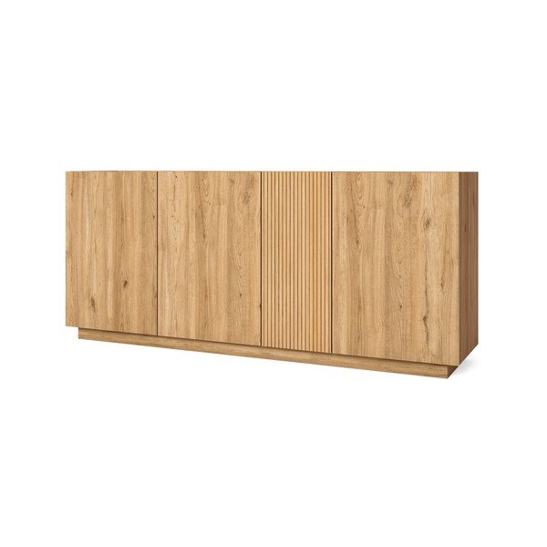 Nízká komoda v dekoru dubu v přírodní barvě 181x78 cm Rayana – Marckeric-image-3