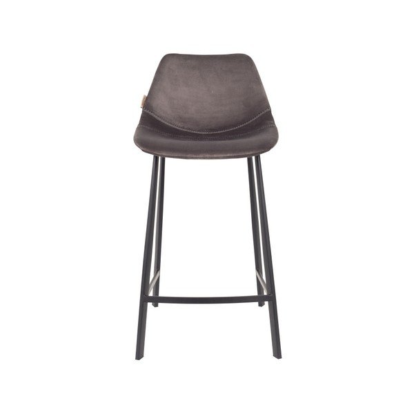 Sada 2 šedých barových židlí se sametovým potahem Dutchbone, výška 91 cm-image-2