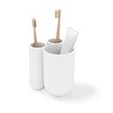 Bílý plastový kelímek na zubní kartáčky Touch – Umbra