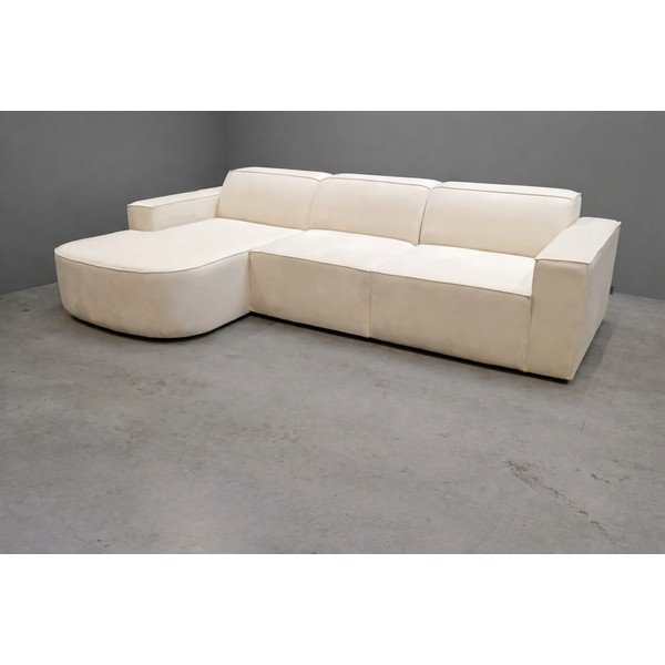 Béžová sametová rohová pohovka (levý roh/s lenoškou) Jodie - II. jakost – Micadoni -image-3