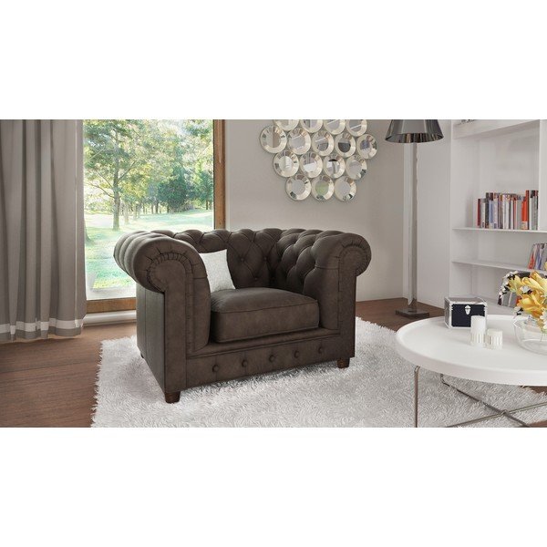 Tmavě hnědé sametové křeslo Cambridge – Ropez-image-1