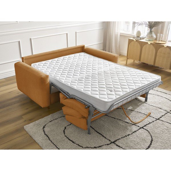 Pohovka na každodenní spaní/rozkládací v hořčicové barvě 220 cm Cocoone – Bobochic Paris-image-1