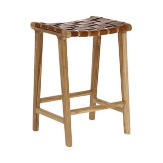 Kožená barová židle v přírodní barvě (výška sedáku 67 cm) Calixta – Kave Home