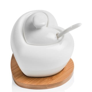 Porcelánová cukřenka se lžičkou a bambusovým podtáckem Brandani Heart