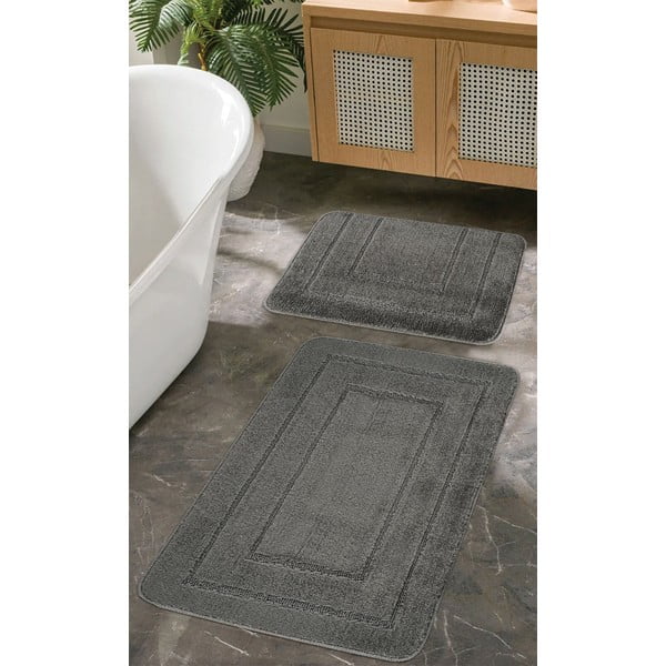 Antracitové koupelnové předložky v sadě 2 ks 50x80 cm Cerceve – Foutastic-image-1