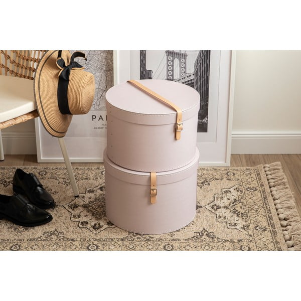 Světle růžové kartonové úložné boxy v sadě 2 ks s víkem ø 37,5x25 cm Rut Restore Paper Laminate – Bigso-image-1