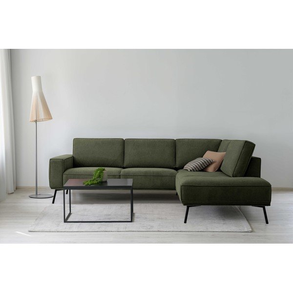 Tmavě zelená žinylková rohová pohovka (pravý roh/do L) Amsterdam – Scandic-image-1