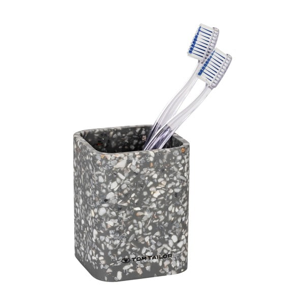 Šedý kelímek na zubní kartáčky z polyresinu Tom Tailor T-Terrazzo – Wenko-image-3