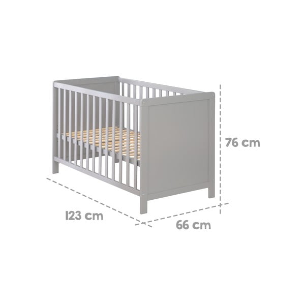 Šedá/taupe postýlka 60x120 cm Hamburg – Roba-image-4