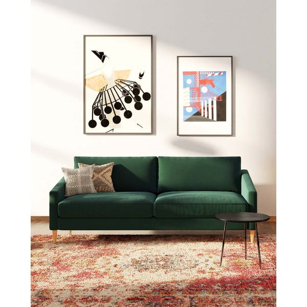 Tmavě zelená sametová pohovka 200 cm Karoto – Ame Yens-image-1