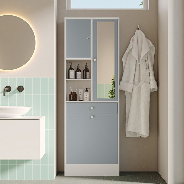 Šedo-bílá koupelnová skříňka 63x181 cm Combi – TemaHome-image-4