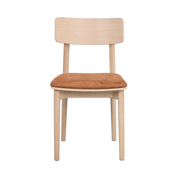 Jídelní židle z imitace kůže v koňakově hnědo-přírodní barvě v sadě 2 ks Wolcott – Rowico-image-3