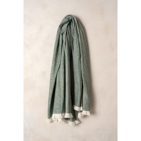 Zelený pléd s podílem bavlny Euromant Linen, 140 x 180 cm-image-1