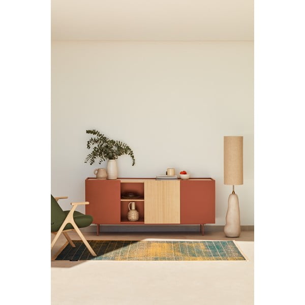 Nízká komoda v dekoru dubu v cihlovo-přírodní barvě 180x78 cm Otto – Teulat-image-1