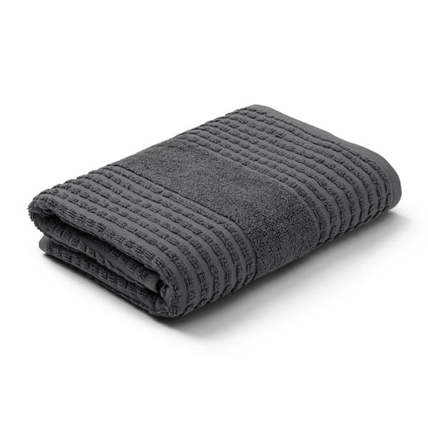 Tmavě šedý froté ručník z Bio bavlny 50x100 cm Check – JUNA-image-2
